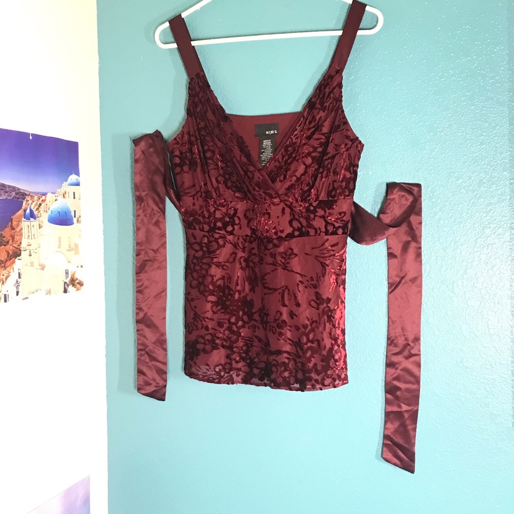 MixIt Velvet Sateen Burgundy Top